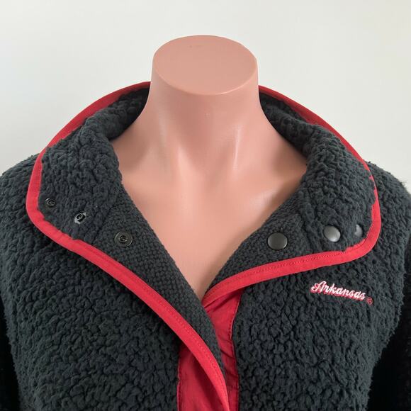 Victoria's Secret PINK Collegiate Collection Fleece Snap Button Black Jacket XS - Picture 3 of 10